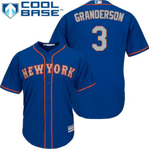 Youth New York Mets #3 Curtis Granderson Blue(Grey NO.) Cool Base Stitched MLB Jersey