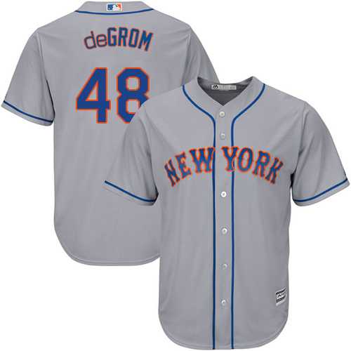 Youth New York Mets #48 Jacob DeGrom Grey Cool Base Stitched MLB Jersey