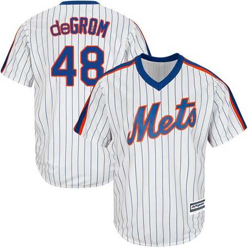 Youth New York Mets #48 Jacob DeGrom White(Blue Strip) Alternate Cool Base Stitched MLB Jersey