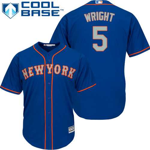 Youth New York Mets #5 David Wright Blue(Grey NO.) Cool Base Stitched MLB Jersey