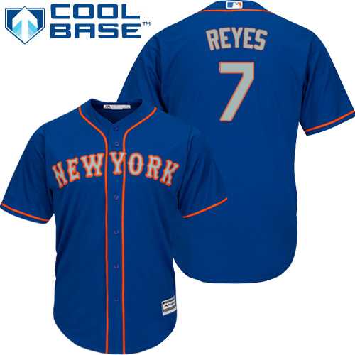 Youth New York Mets #7 Jose Reyes Blue(Grey NO.) Cool Base Stitched MLB Jersey