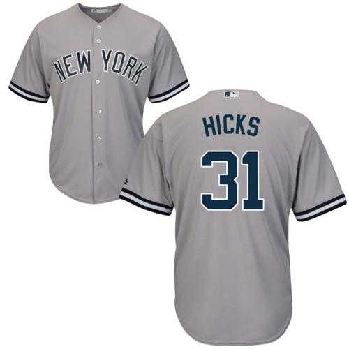 Youth New York Yankees #31 Aaron Hicks Grey Cool Base Stitched MLB Jersey