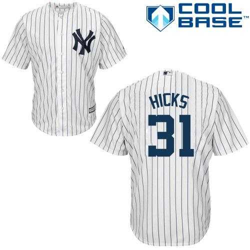 Youth New York Yankees #31 Aaron Hicks White Cool Base Stitched MLB Jersey
