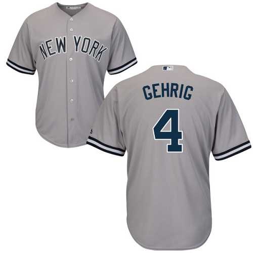 Youth New York Yankees #4 Lou Gehrig Grey Cool Base Stitched MLB Jersey