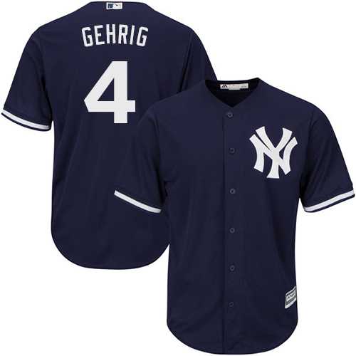 Youth New York Yankees #4 Lou Gehrig Navy blue Cool Base Stitched MLB Jersey