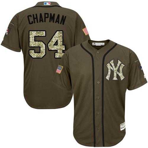 Youth New York Yankees #54 Aroldis Chapman Green Salute to Service Stitched MLB Jersey