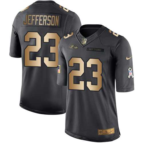 Youth Nike Baltimore Ravens #23 Tony Jefferson Black Stitched NFL Limited Gold Salute to Service Jersey