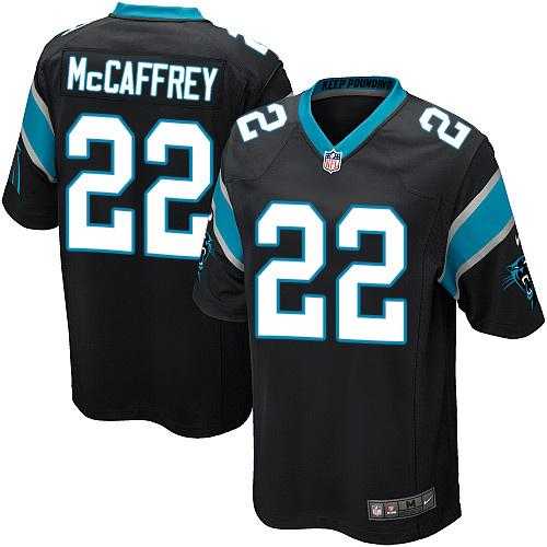 Youth Nike Carolina Panthers #22 Christian McCaffrey Black Team Color Stitched NFL Elite Jersey