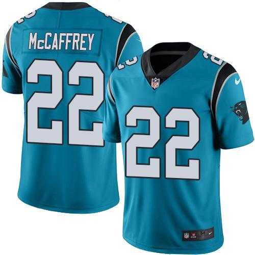 Youth Nike Carolina Panthers #22 Christian McCaffrey Blue Stitched NFL Limited Rush Jersey