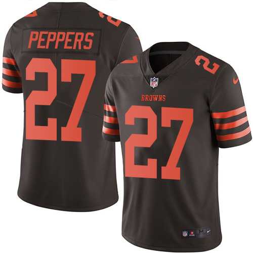 Youth Nike Cleveland Browns #27 Jabrill Peppers Brown Stitched NFL Limited Rush Jersey