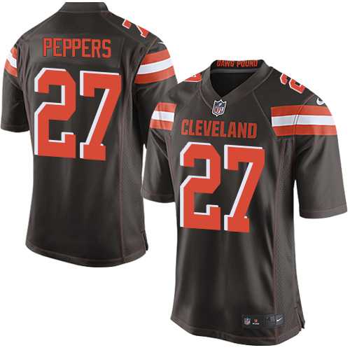 Youth Nike Cleveland Browns #27 Jabrill Peppers Brown Team Color Stitched NFL New Elite Jersey