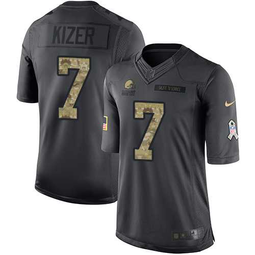 Youth Nike Cleveland Browns #7 DeShone Kizer Black Stitched NFL Limited 2016 Salute to Service Jersey