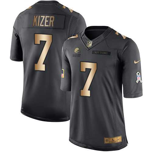 Youth Nike Cleveland Browns #7 DeShone Kizer Black Stitched NFL Limited Gold Salute to Service Jersey