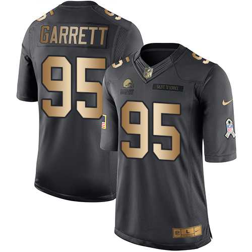 Youth Nike Cleveland Browns #95 Myles Garrett Black Stitched NFL Limited Gold Salute to Service Jersey