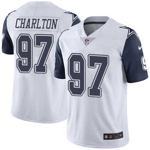 Youth Nike Dallas Cowboys #97 Taco Charlton White Stitched NFL Limited Rush Jersey