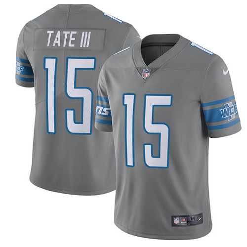 Youth Nike Detroit Lions #15 Golden Tate III Gray Stitched NFL Limited Rush Jersey