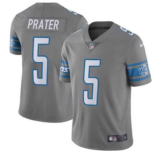 Youth Nike Detroit Lions #5 Matt Prater Gray Stitched NFL Limited Rush Jersey