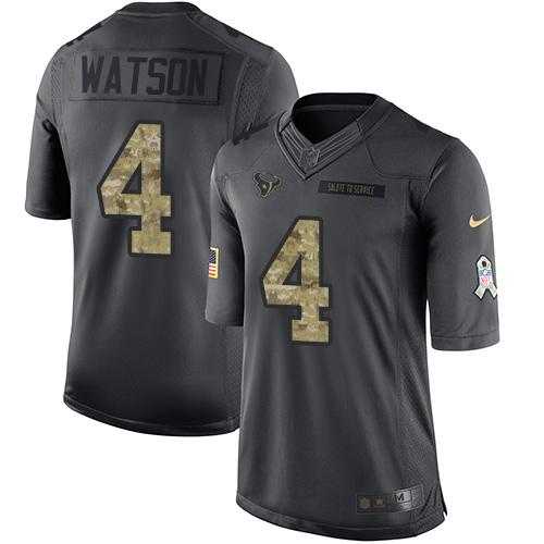 Youth Nike Houston Texans #4 Deshaun Watson Black Stitched NFL Limited 2016 Salute to Service Jersey