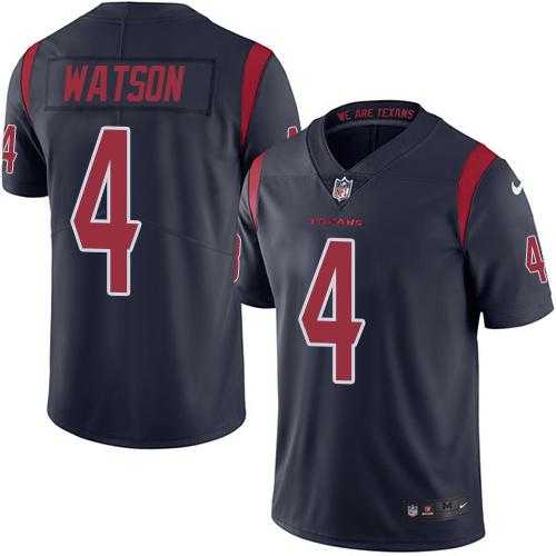 Youth Nike Houston Texans #4 Deshaun Watson Navy Blue Stitched NFL Limited Rush Jersey