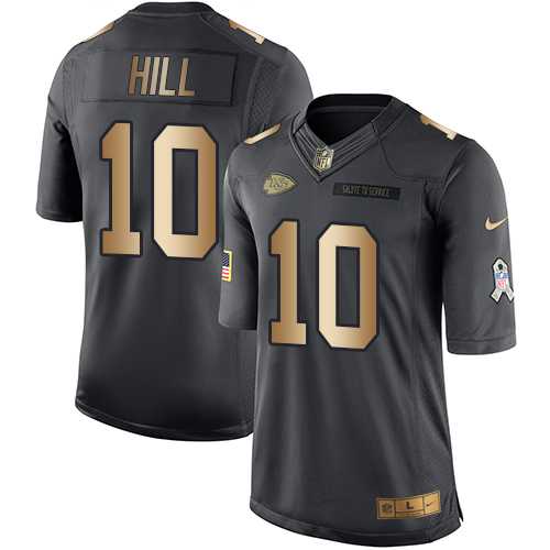 Youth Nike Kansas City Chiefs #10 Tyreek Hill Black Stitched NFL Limited Gold Salute to Service Jersey