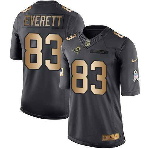 Youth Nike Los Angeles Rams #83 Gerald Everett Black Stitched NFL Limited Gold Salute to Service Jersey