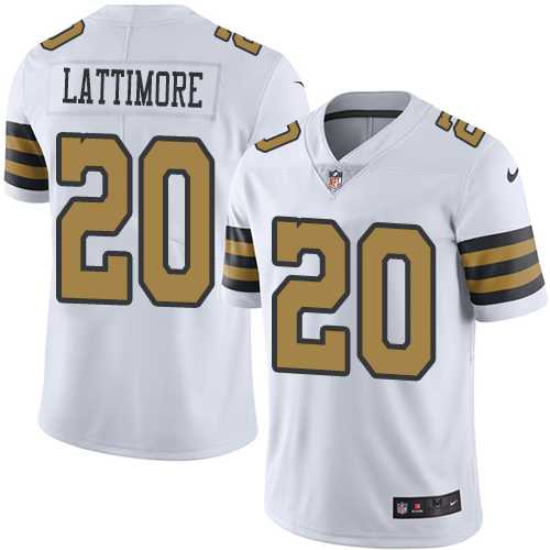 Youth Nike New Orleans Saints #20 Marshon Lattimore White Stitched NFL Limited Rush Jersey