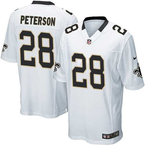 Youth Nike New Orleans Saints #28 Adrian Peterson White Stitched NFL Elite Jersey