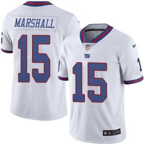 Youth Nike New York Giants #15 Brandon Marshall White Stitched NFL Limited Rush Jersey