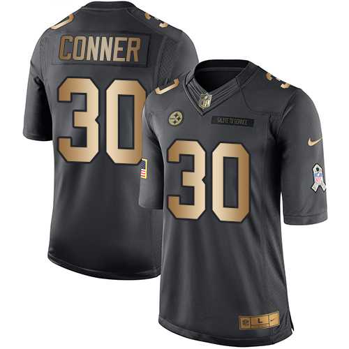 Youth Nike Pittsburgh Steelers #30 James Conner Black Stitched NFL Limited Gold Salute to Service Jersey
