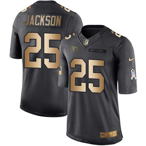 Youth Nike Tennessee Titans #25 Adoree' Jackson Black Stitched NFL Limited Gold Salute to Service Jersey