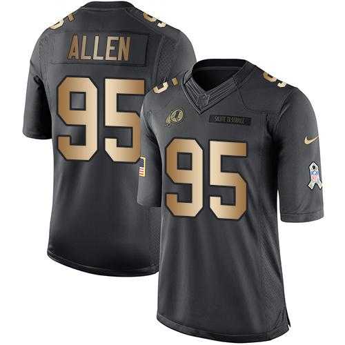 Youth Nike Washington Redskins #95 Jonathan Allen Black Stitched NFL Limited Gold Salute to Service Jersey