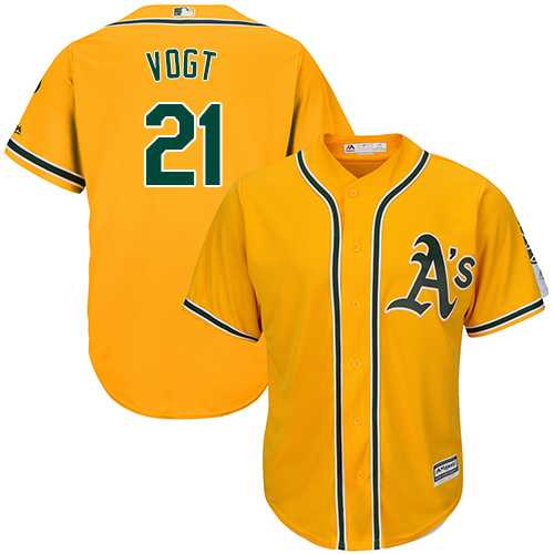 Youth Oakland Athletics #21 Stephen Vogt Gold Cool Base Stitched MLB Jersey