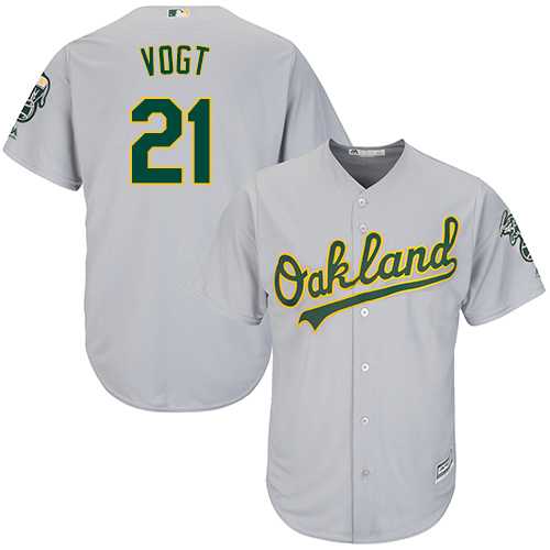 Youth Oakland Athletics #21 Stephen Vogt Grey Cool Base Stitched MLB Jersey