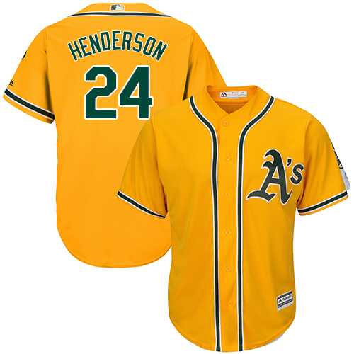 Youth Oakland Athletics #24 Rickey Henderson Gold Cool Base Stitched MLB Jersey