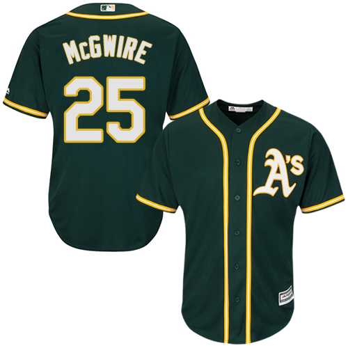 Youth Oakland Athletics #25 Mark McGwire Green Cool Base Stitched MLB Jersey