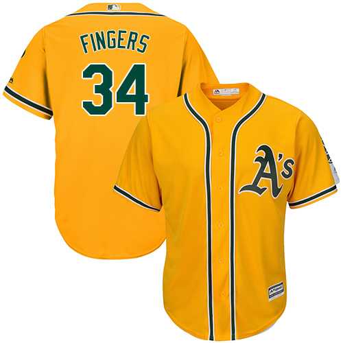Youth Oakland Athletics #34 Rollie Fingers Gold Cool Base Stitched MLB Jersey