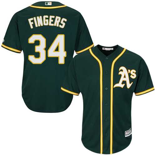 Youth Oakland Athletics #34 Rollie Fingers Green Cool Base Stitched MLB Jersey