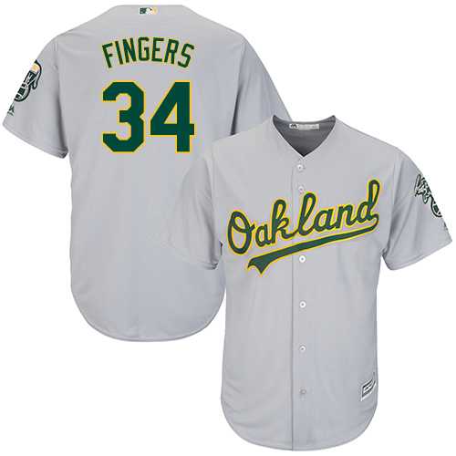 Youth Oakland Athletics #34 Rollie Fingers Grey Cool Base Stitched MLB Jersey