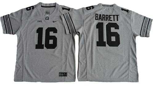 Youth Ohio State Buckeyes #16 J. T. Barrett Gridion Grey II Stitched NCAA Jersey