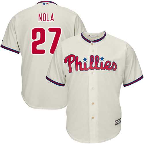 Youth Philadelphia Phillies #27 Aaron Nola Cream Cool Base Stitched MLB Jersey
