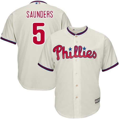 Youth Philadelphia Phillies #5 Michael Saunders Cream Cool Base Stitched MLB Jersey