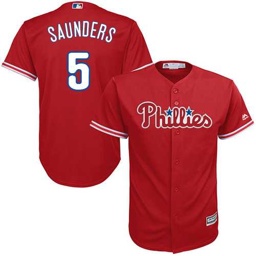 Youth Philadelphia Phillies #5 Michael Saunders Red Cool Base Stitched MLB Jersey
