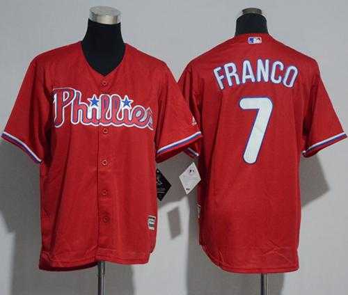 Youth Philadelphia Phillies #7 Maikel Franco Red Cool Base Stitched MLB Jersey