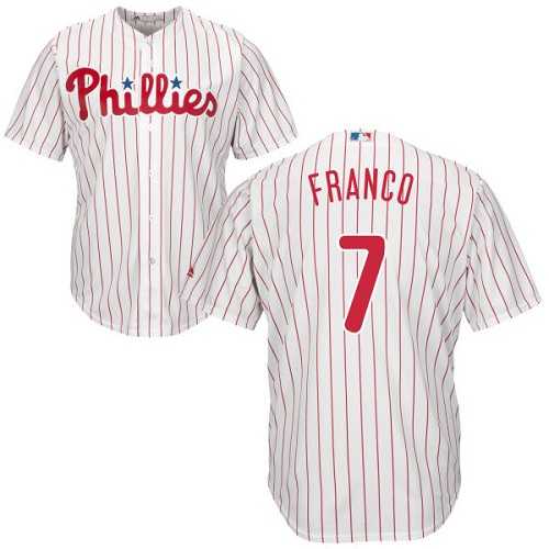 Youth Philadelphia Phillies #7 Maikel Franco White(Red Strip) Cool Base Stitched MLB Jersey
