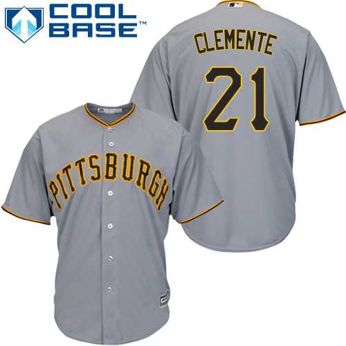 Youth Pittsburgh Pirates #21 Roberto Clemente Grey Cool Base Stitched MLB Jersey