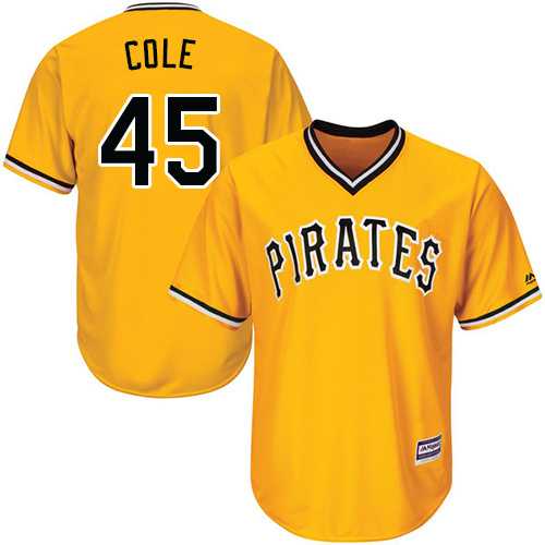 Youth Pittsburgh Pirates #45 Gerrit Cole Gold Cool Base Stitched MLB Jersey