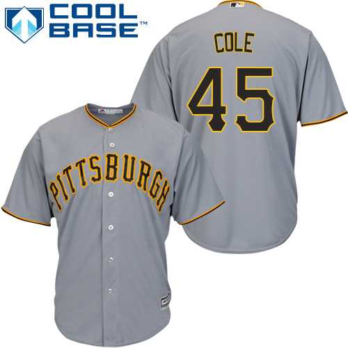 Youth Pittsburgh Pirates #45 Gerrit Cole Grey Cool Base Stitched MLB Jersey