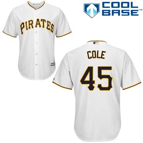 Youth Pittsburgh Pirates #45 Gerrit Cole White Cool Base Stitched MLB Jersey
