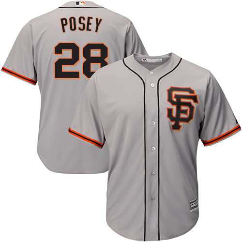 Youth San Francisco Giants #28 Buster Posey Grey Road 2 Cool Base Stitched MLB Jersey