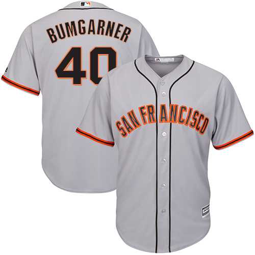 Youth San Francisco Giants #40 Madison Bumgarner Grey Road Cool Base Stitched MLB Jersey